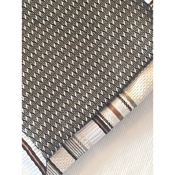 Valerio Garati Necktie  - 100% Polyester Brown Cream Gray Off White Striped Tie - Picture 7 of 13